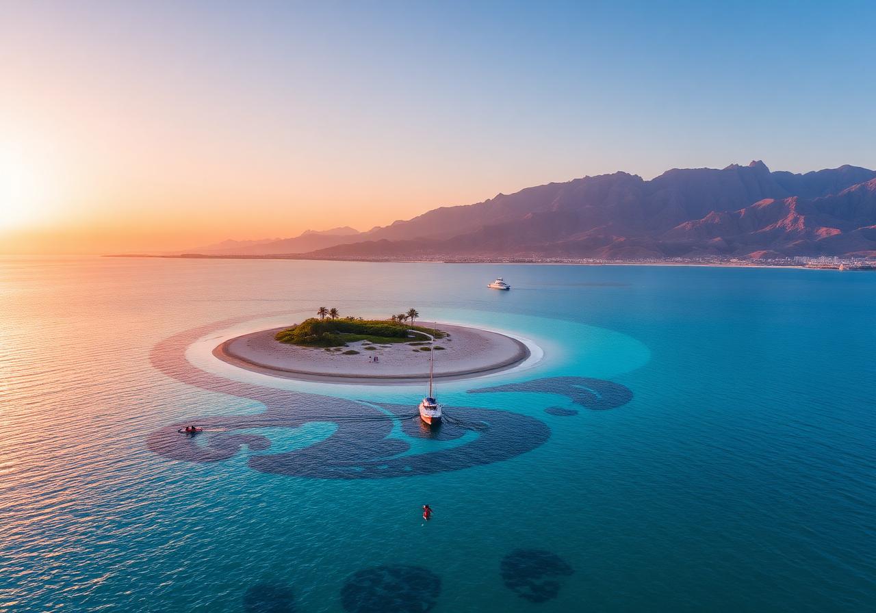 Aerial view of Snoopy Island Fujairah