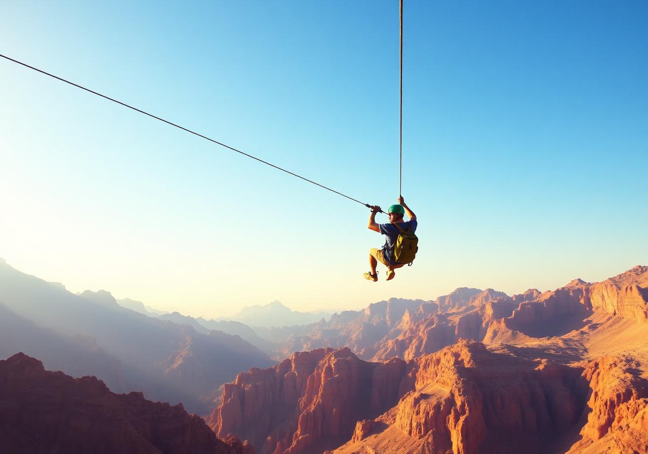 Ziplining over the Hajar mountains